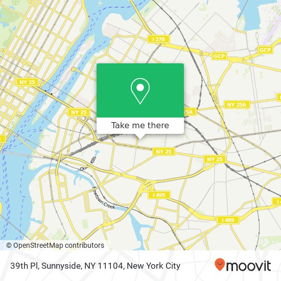 Mapa de 39th Pl, Sunnyside, NY 11104