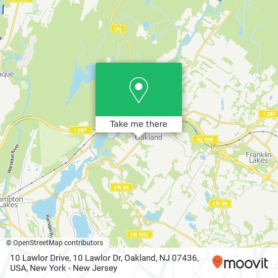 Mapa de 10 Lawlor Drive, 10 Lawlor Dr, Oakland, NJ 07436, USA