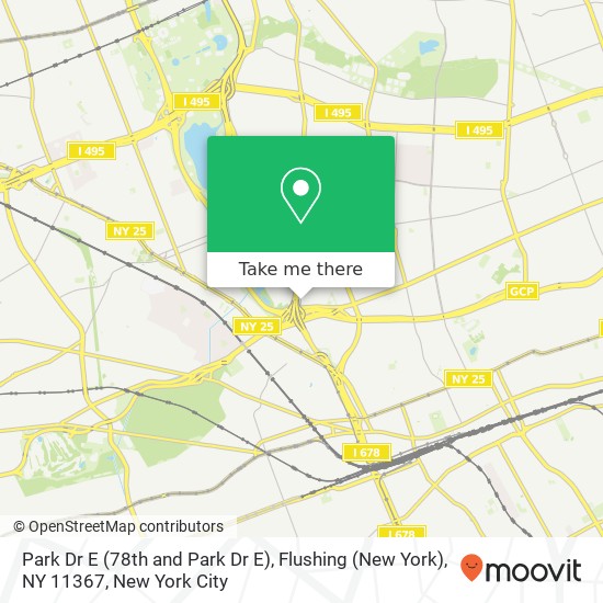 Mapa de Park Dr E (78th and Park Dr E), Flushing (New York), NY 11367