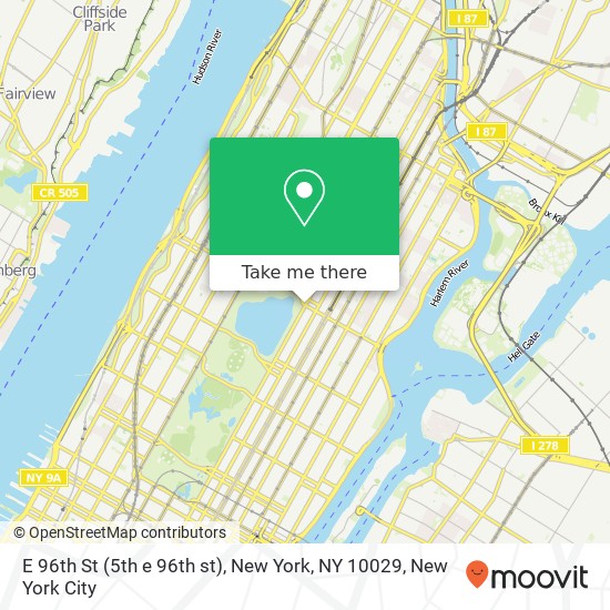 Mapa de E 96th St (5th e 96th st), New York, NY 10029