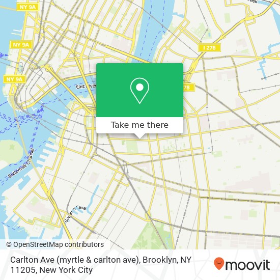 Mapa de Carlton Ave (myrtle & carlton ave), Brooklyn, NY 11205