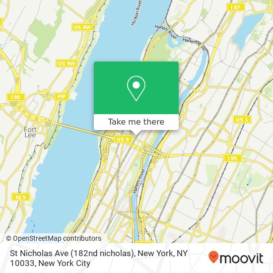 Mapa de St Nicholas Ave (182nd nicholas), New York, NY 10033