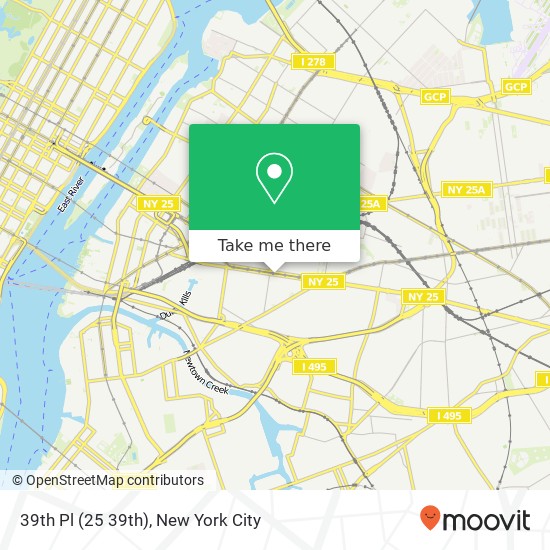 Mapa de 39th Pl (25 39th), Sunnyside, NY 11104