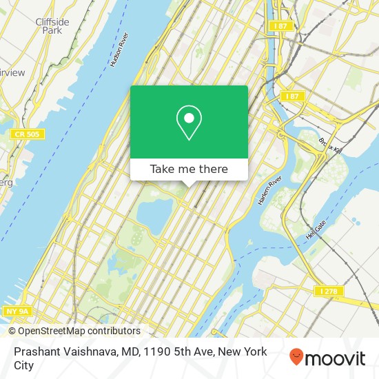Mapa de Prashant Vaishnava, MD, 1190 5th Ave