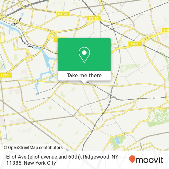 Mapa de Eliot Ave (eliot avenue and 60th), Ridgewood, NY 11385