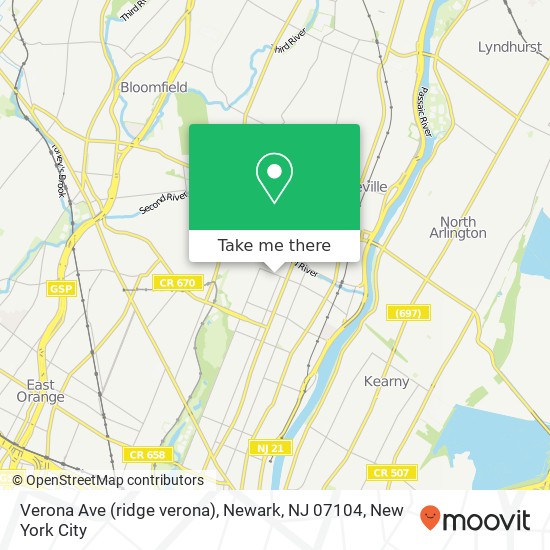 Verona Ave (ridge verona), Newark, NJ 07104 map
