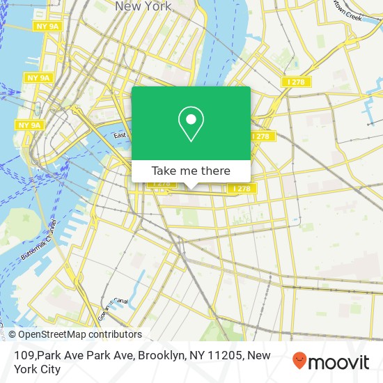 Mapa de 109,Park Ave Park Ave, Brooklyn, NY 11205