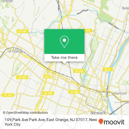 Mapa de 109,Park Ave Park Ave, East Orange, NJ 07017