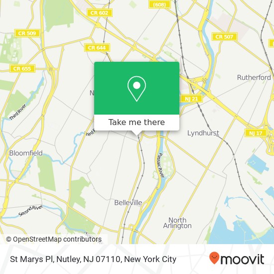 Mapa de St Marys Pl, Nutley, NJ 07110