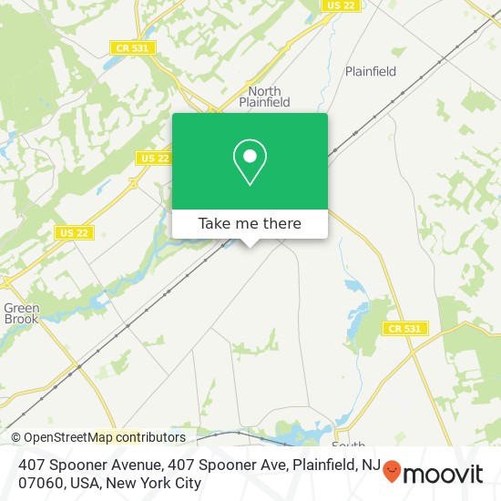 Mapa de 407 Spooner Avenue, 407 Spooner Ave, Plainfield, NJ 07060, USA