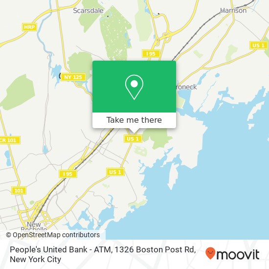 Mapa de People's United Bank - ATM, 1326 Boston Post Rd