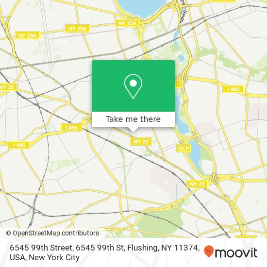 Mapa de 6545 99th Street, 6545 99th St, Flushing, NY 11374, USA
