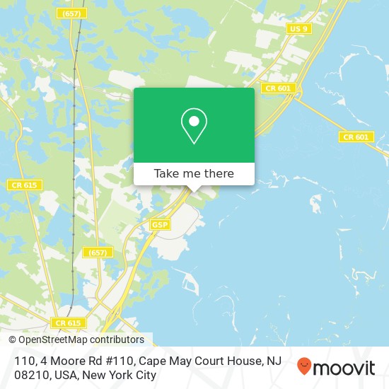 Mapa de 110, 4 Moore Rd #110, Cape May Court House, NJ 08210, USA