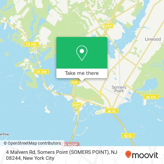 Mapa de 4 Malvern Rd, Somers Point (SOMERS POINT), NJ 08244