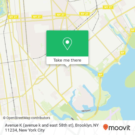 Mapa de Avenue K (avenue k and east 58th st), Brooklyn, NY 11234