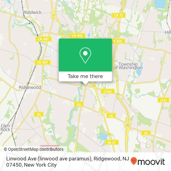 Mapa de Linwood Ave (linwood ave paramus), Ridgewood, NJ 07450