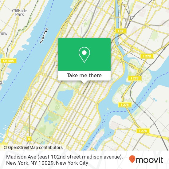 Madison Ave (east 102nd street madison avenue), New York, NY 10029 map