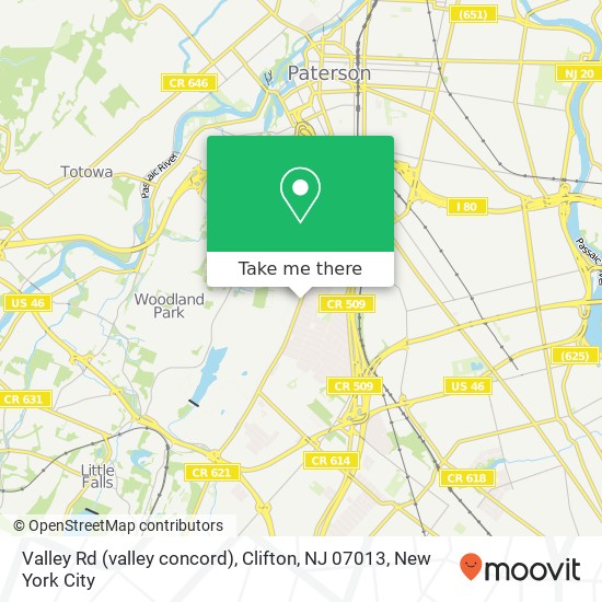 Valley Rd (valley concord), Clifton, NJ 07013 map