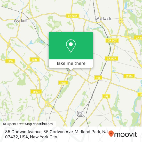 85 Godwin Avenue, 85 Godwin Ave, Midland Park, NJ 07432, USA map