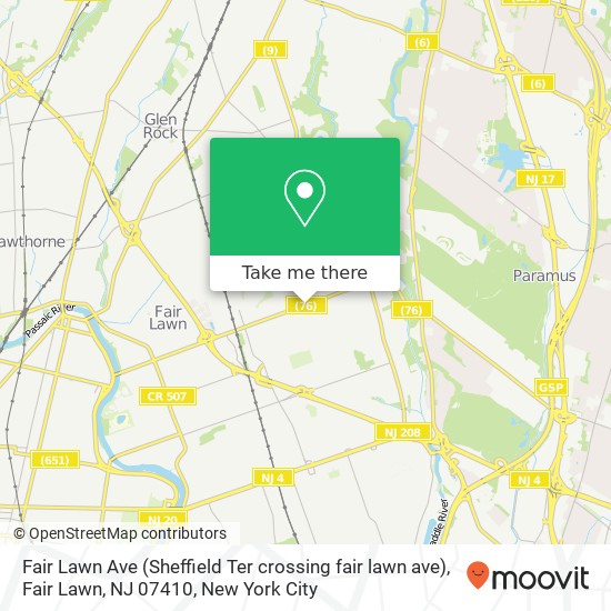 Mapa de Fair Lawn Ave (Sheffield Ter crossing fair lawn ave), Fair Lawn, NJ 07410