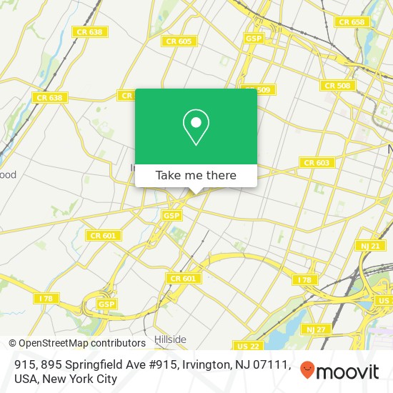915, 895 Springfield Ave #915, Irvington, NJ 07111, USA map