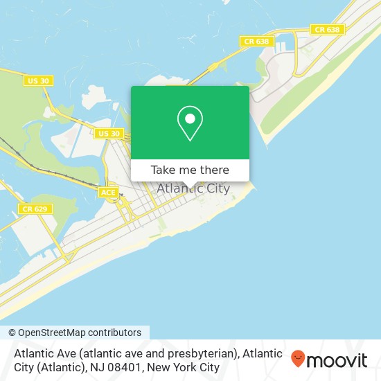 Mapa de Atlantic Ave (atlantic ave and presbyterian), Atlantic City (Atlantic), NJ 08401