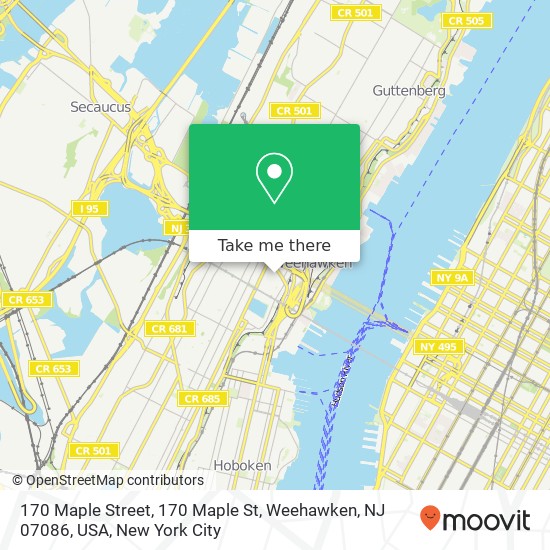 170 Maple Street, 170 Maple St, Weehawken, NJ 07086, USA map