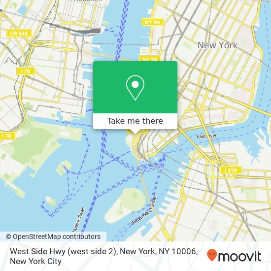 West Side Hwy (west side 2), New York, NY 10006 map