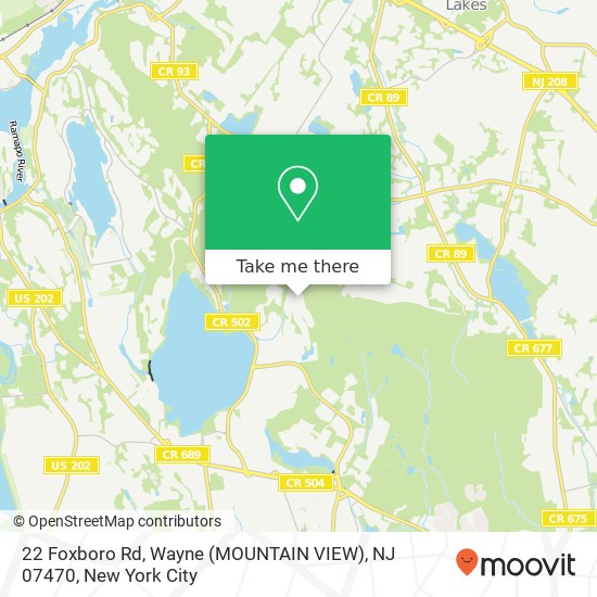 22 Foxboro Rd, Wayne (MOUNTAIN VIEW), NJ 07470 map