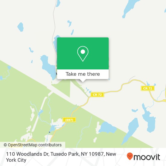 Mapa de 110 Woodlands Dr, Tuxedo Park, NY 10987