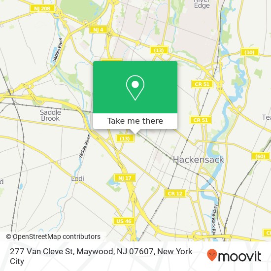 Mapa de 277 Van Cleve St, Maywood, NJ 07607