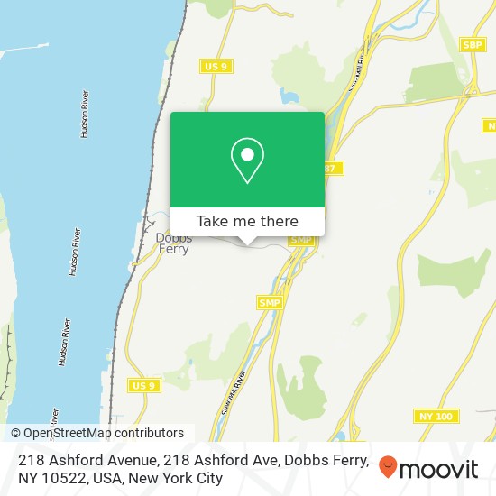 Mapa de 218 Ashford Avenue, 218 Ashford Ave, Dobbs Ferry, NY 10522, USA