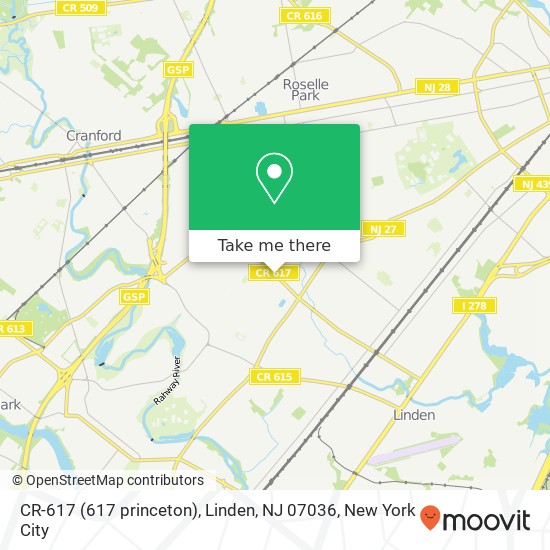 Mapa de CR-617 (617 princeton), Linden, NJ 07036
