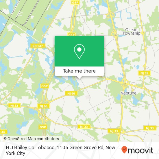 Mapa de H J Bailey Co Tobacco, 1105 Green Grove Rd