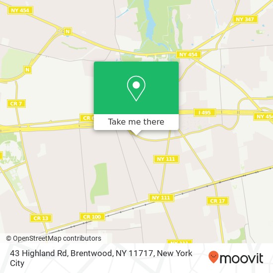 Mapa de 43 Highland Rd, Brentwood, NY 11717