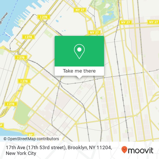 Mapa de 17th Ave (17th 53rd street), Brooklyn, NY 11204