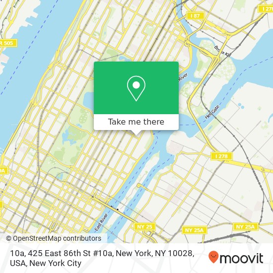 Mapa de 10a, 425 East 86th St #10a, New York, NY 10028, USA