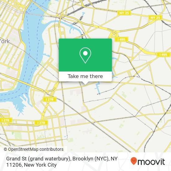 Mapa de Grand St (grand waterbury), Brooklyn (NYC), NY 11206