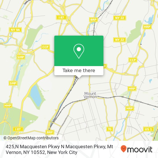 Mapa de 425,N Macquesten Pkwy N Macquesten Pkwy, Mt Vernon, NY 10552