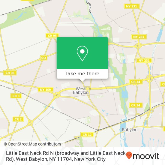 Mapa de Little East Neck Rd N (broadway and Little East Neck Rd), West Babylon, NY 11704