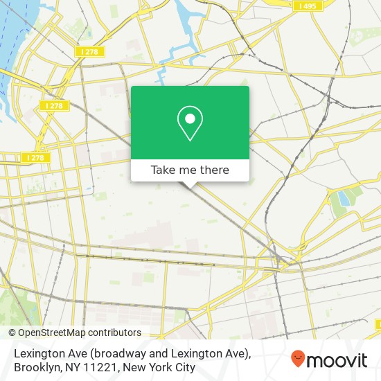 Mapa de Lexington Ave (broadway and Lexington Ave), Brooklyn, NY 11221