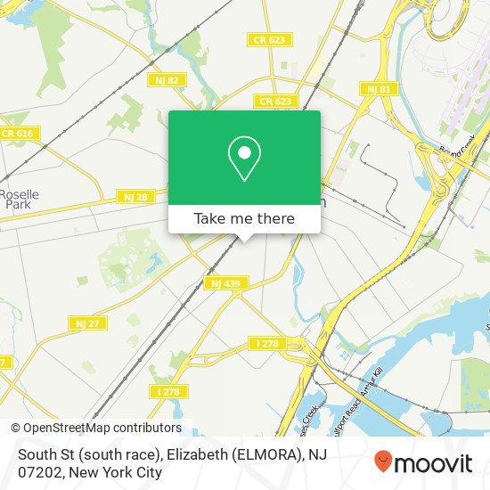 Mapa de South St (south race), Elizabeth (ELMORA), NJ 07202