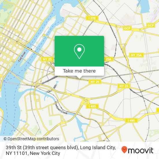 Mapa de 39th St (39th street queens blvd), Long Island City, NY 11101