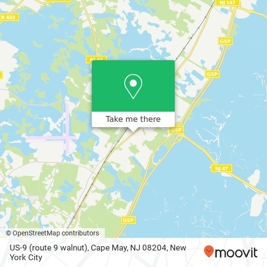 Mapa de US-9 (route 9 walnut), Cape May, NJ 08204