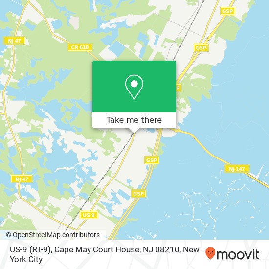 Mapa de US-9 (RT-9), Cape May Court House, NJ 08210