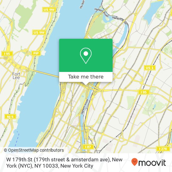 Mapa de W 179th St (179th street & amsterdam ave), New York (NYC), NY 10033