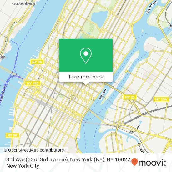 Mapa de 3rd Ave (53rd 3rd avenue), New York (NY), NY 10022