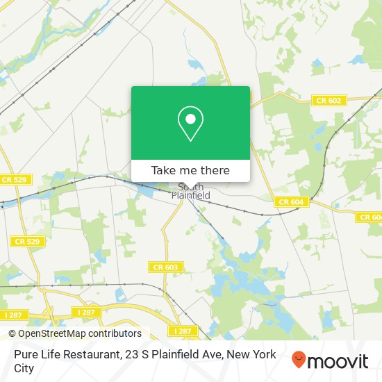 Mapa de Pure Life Restaurant, 23 S Plainfield Ave