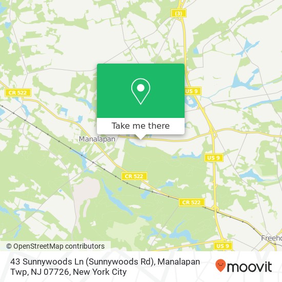 43 Sunnywoods Ln (Sunnywoods Rd), Manalapan Twp, NJ 07726 map