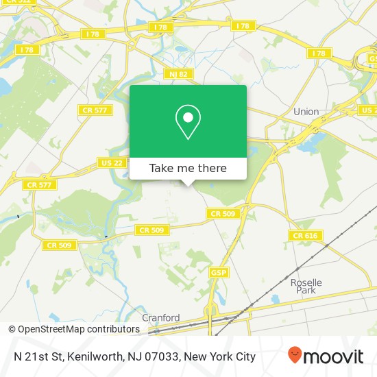 N 21st St, Kenilworth, NJ 07033 map